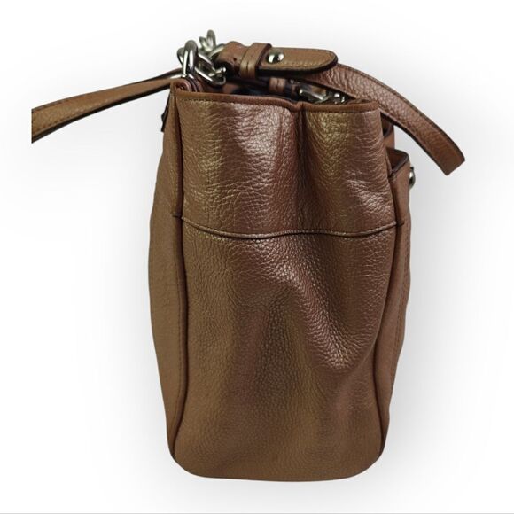 VTG COACH METALLIC GENUINE LEATHER TURN LOCK TOTE SHOULDER BAG HANDBAG PURSE - Picture 2 of 12